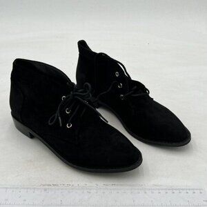 Women Trendy Low Heel Pointed Toe Lace Up Chukka Ankle Boots Flats Fall Winter